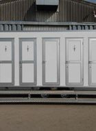 Mobile toilet facilites using the Capricorn lightweight aluminium door